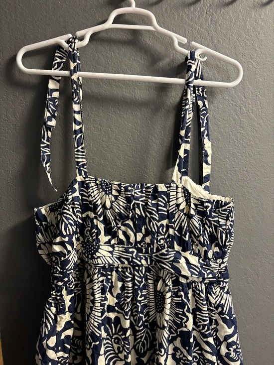 New Anthropologie Forever That Girl blue + white flounced floral midi dress xl - Picture 7 of 8